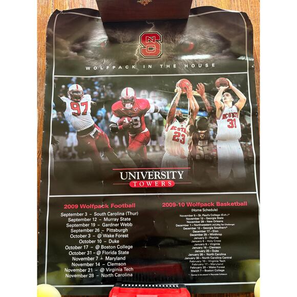 Set of 2009-10 NC STATE WOLFPACK Basketball Football Poster Mike Lester Drawing - Picture 2 of 7